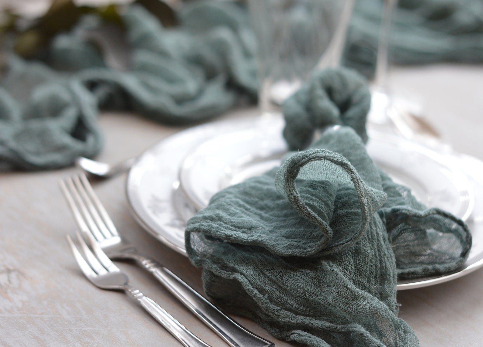 Sage green gauze napkins Hand dyed Dinner Napkin Green gray Etsy