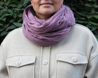 Dusty Mauve Hand Dyed Gauze Cotton Scarf Bohemian Ecoscarf