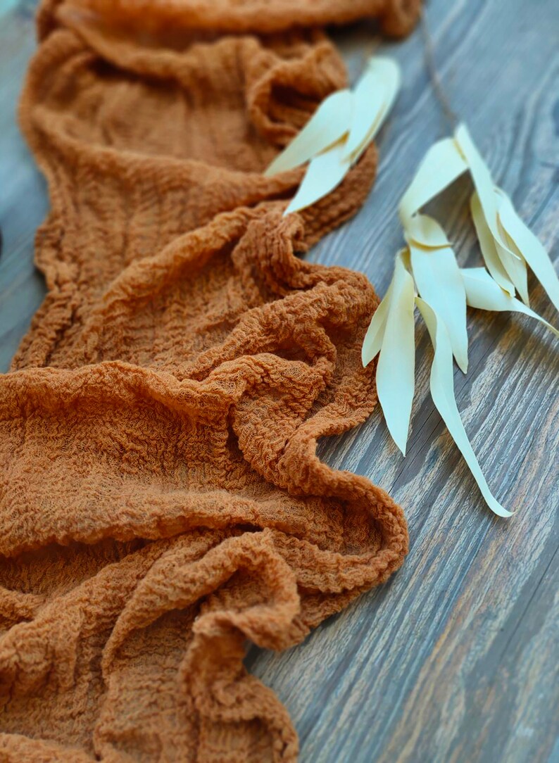 Gauze table runner Rust cheesecloth runner Rustic table runner Etsy