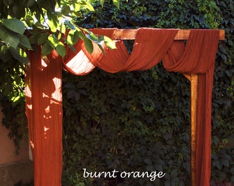 Burnt Orange Gauze Runner: Hand-Dyed Cotton Wedding Arch Drape