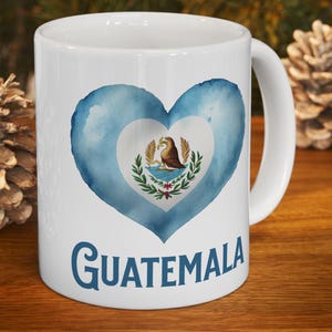 Guatemala Heart Design Coffee Mug   Unique Guatemala Gift  Vibrant Guatemalan Art  Perfect Gift for Guatemalan friends