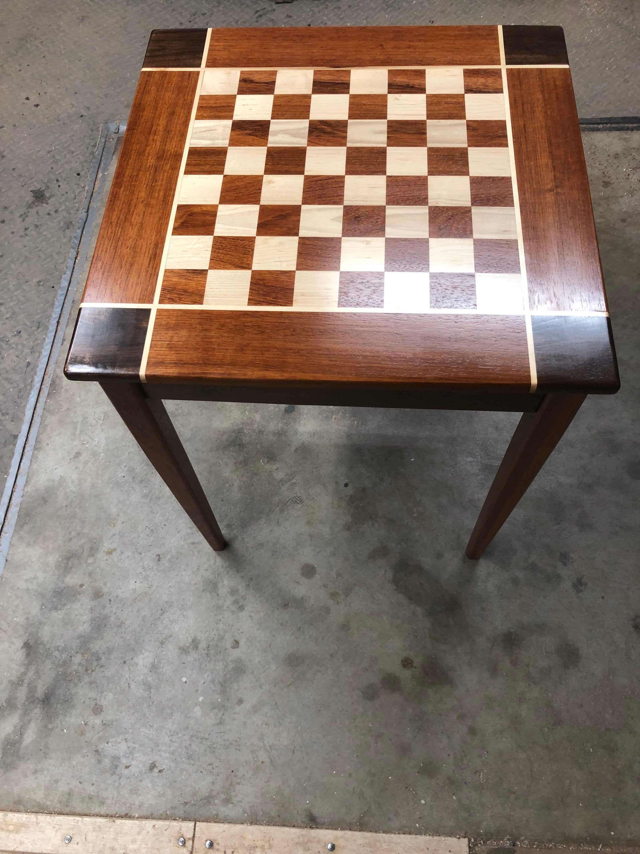 Jatoba Cherry Chessboard Table: Maple Squares, Black Walnut Corners ...