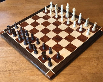 Jatoba Cherry Maple Chess Board with Black Walnut Borders, Cherry Corners
