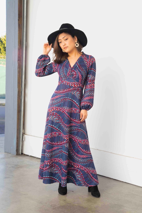 70's Vintage Psychedelic Print Dress