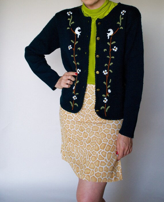 embroidered black cardigan
