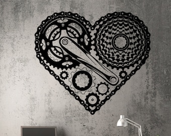 Vinyl Decal Steampunk Heart Mechanical Gear Romantic Best Seller Unique Wall Decor ig2195ca