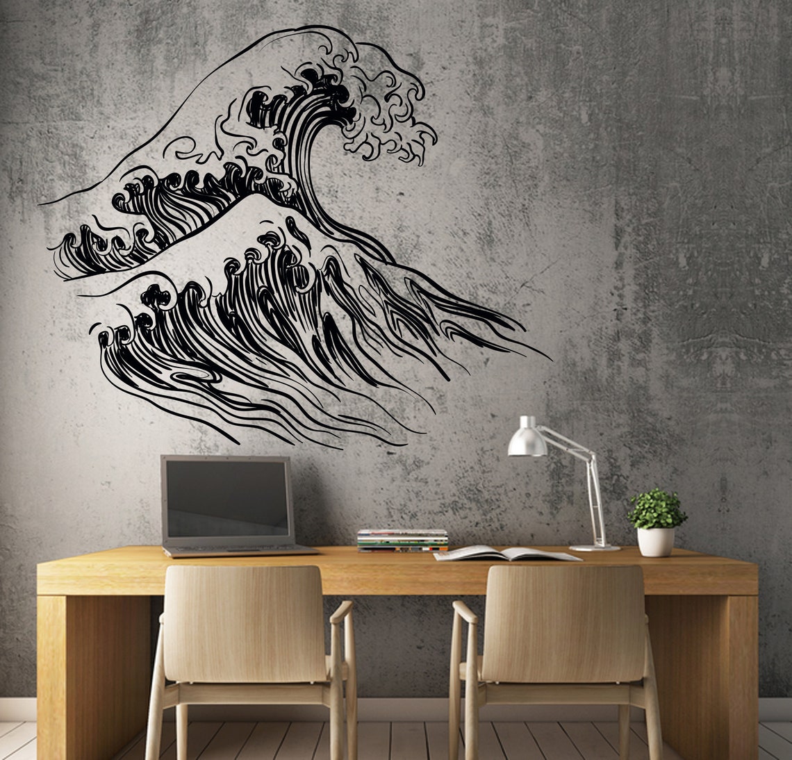 Vinyl Wall Decal Waves Japan Japanese Style Ocean Marine Sea Etsy