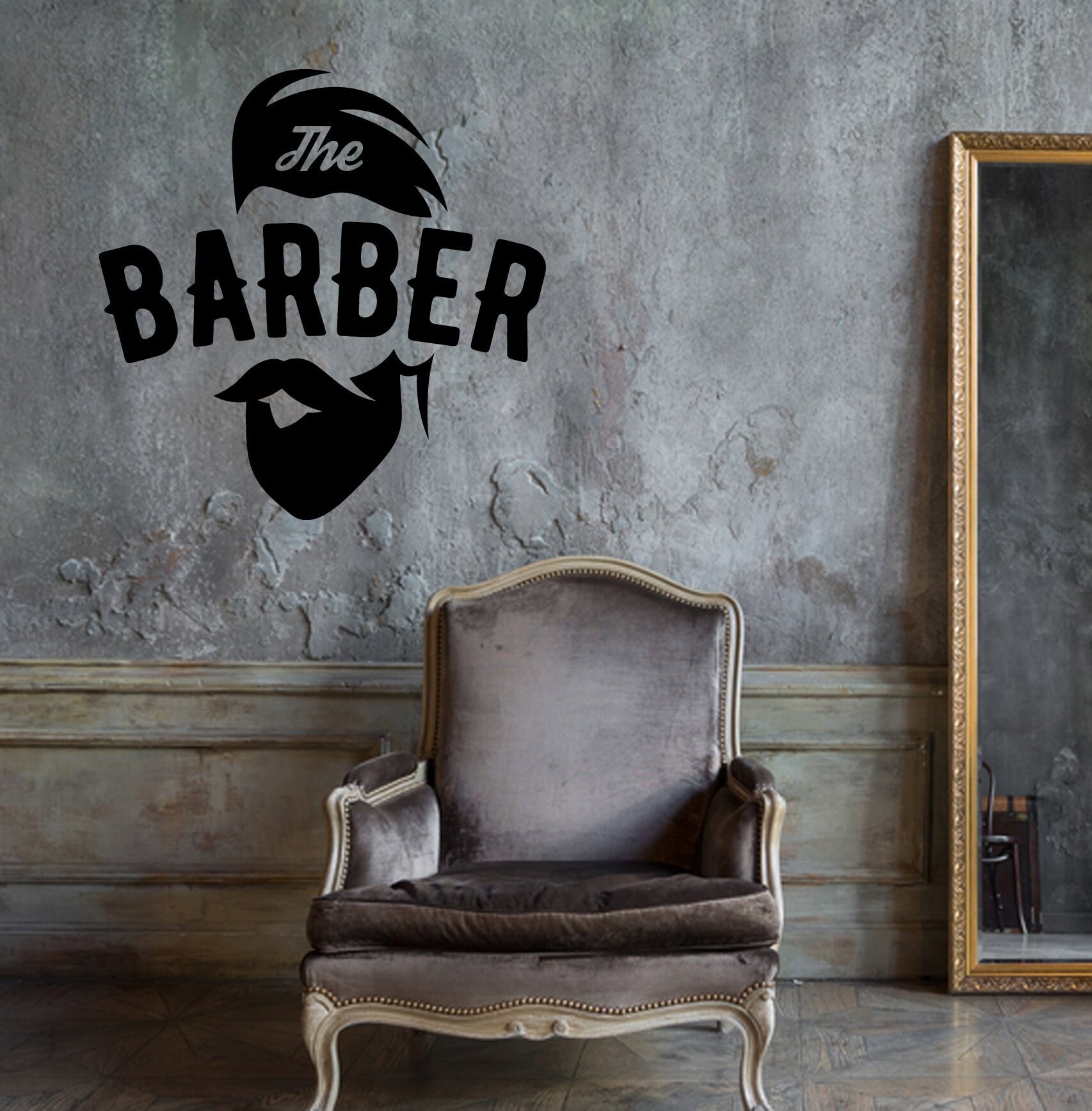 Vinyl Wall Decal Bearded Man Barbershop Hairstyle Hair Salon Stickers 2447ig
