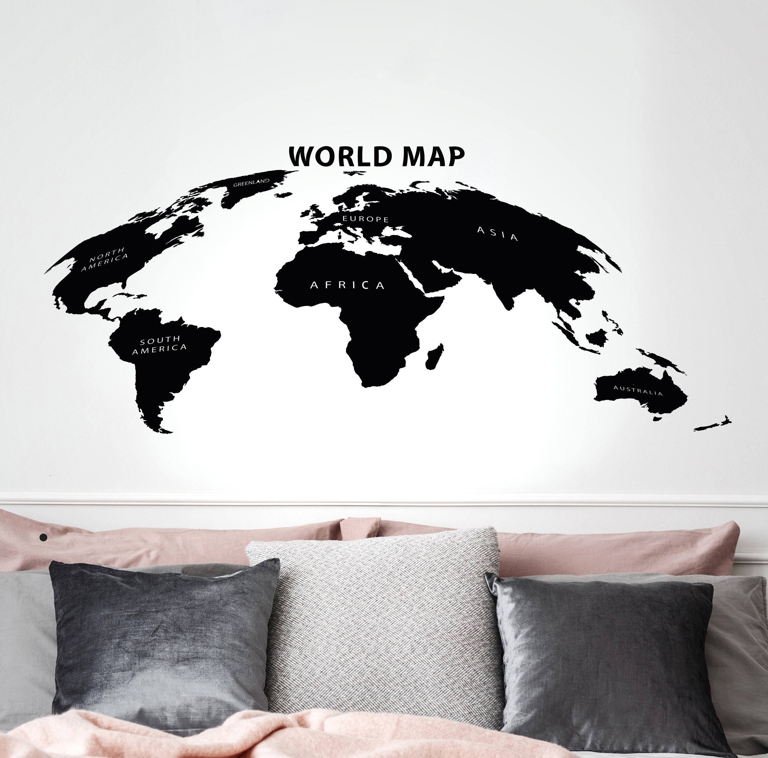 Vinyl Wall Decal Earth Atlas World Map Travel Adventure Etsy