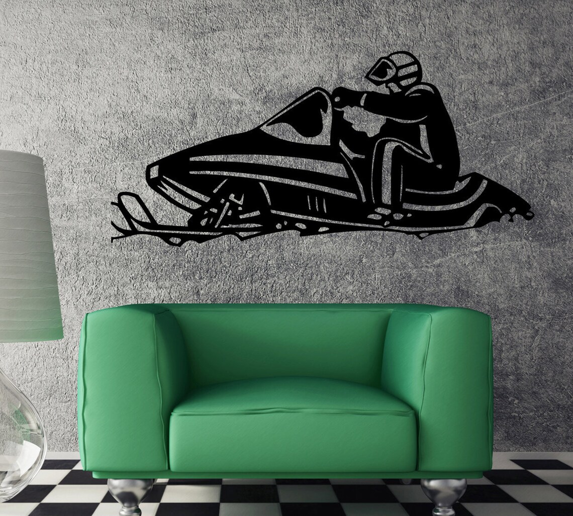 Wall Decal Snowmobile Speed Snow Winter Extreme Sport Unique Etsy
