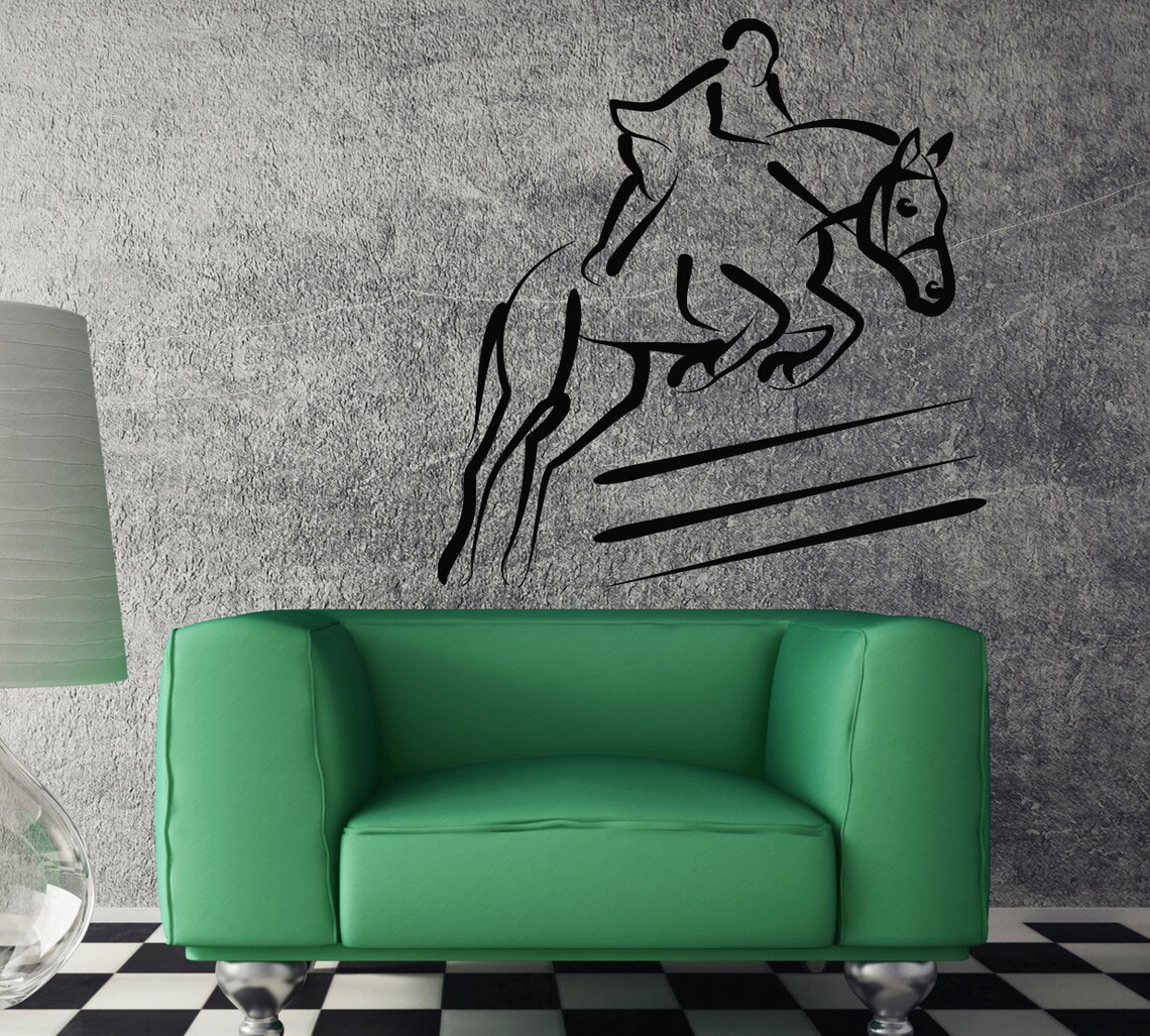 Vinyl Wall Decal Horserace Jockey Racehorse Jumping Sports Etsy