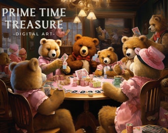 Teddy Bear Plushes Playing Poker