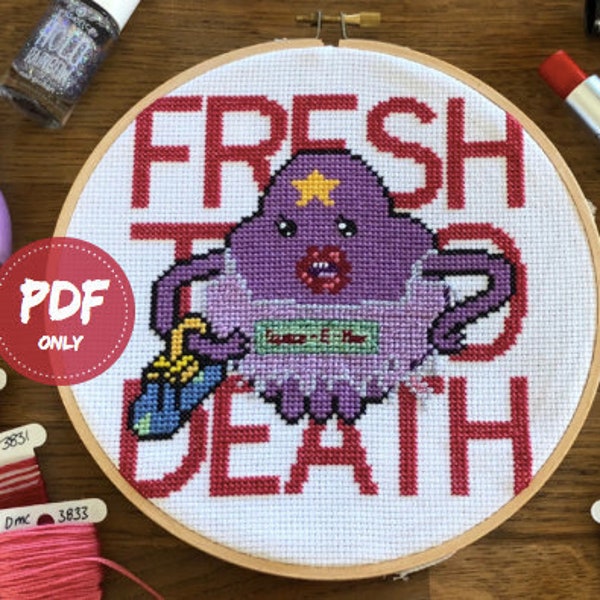 Lumpy Space Princess PDF Cross Stitch Pattern, Adventure Time