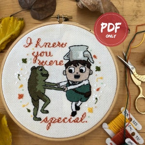 Gregory and his Frog PDF Cross Stitch Pattern, Over The Garden Wall