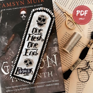 One Flesh, One End PDF Cross Stitch Pattern, bookmark -- The Locked Tomb Bookish Gift Ideas