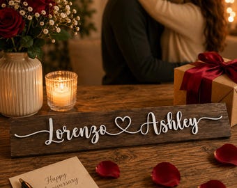 Personalized Couple Name Sign, Custom Wooden Wedding Gift, Anniversary Gift for Couple, 3D Wood Name Sign