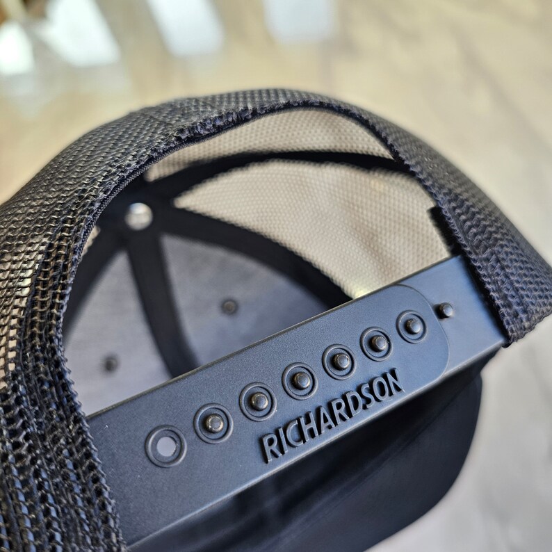 Custom Trucker Leather Patch Hat, Laser Engraved for Company brand, Personalized Logo or Text, Richardson Hats image 6