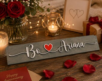 Personalized Couple Name Sign, Custom Wooden Wedding Gift, Anniversary Gift for Couple, 3D Wood Name Sign