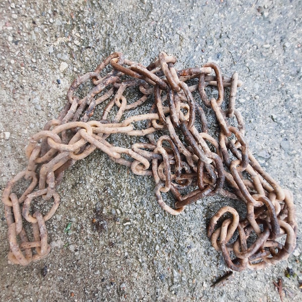 1.5 m old rusty iron chain rusty metal chain primitive iron rusted rustic decor farmhouse style farm finds antique rusty iron chain 150 cm