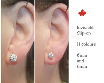 Grey Invisible Clip On Earrings 6mm Round Simulated Shell Pearl for Non-Pierced Ears