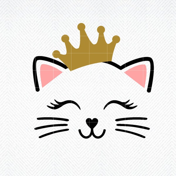 Cat Face with Crown SVG, Kitten Face svg, Cute Kitten Face SVG, Kitten Face png, Cat Face, Cat Face Girl, Cute Cat Face, Kitty Face Girl
