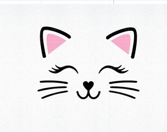 Katzen Gesicht SVG, süßes Katzengesicht svg, Katzengesicht png, süßes Katzengesicht png, Cut Kitty Gesicht, Kätzchen Gesicht svg, Katzenschnurrhaare svg, Katzengesicht Mädchen