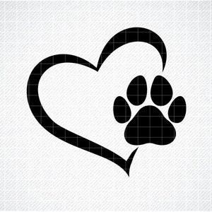 Empreinte coeur SVG, coeur empreinte de patte png, svg soin des animaux, vecteur coeur empreinte de patte, coeur empreinte de patte CLIPART, chien chien, chat svg,