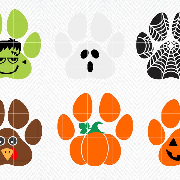 Paw Print SVG Bundle, Dog Bandana SVG, Jack-o-lantern, Pumpkin,  Paw Print Bundle svg , Dog Bandana svg, Dog Bandana png, Dog Bandana SVG,