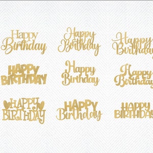 Happy Birthday Tortenstecker SVG Bundle, Happy Birthday Tortenstecker Schnittdatei, Laser Cut Cake Topper Datei, Happy Birthday Cake Topper SVG