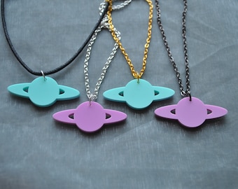 Collar Planeta Pastel // Collar Saturno // Collar del Espacio // Collar de Galaxia