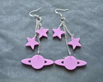Pastel Planeta & Pendientes Estrella // Pendientes Saturno // Pendientes Espaciales // Pendientes Galaxy