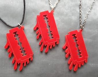 Collar de cuchilla de afeitar // Collar de Halloween // Collar Punk // Goth // Razor