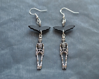 Pendientes de murciélago & esqueleto // Alternativa // Roca // Góg./Pendientes de esqueleto // Pendientes de cráneo // Halloween