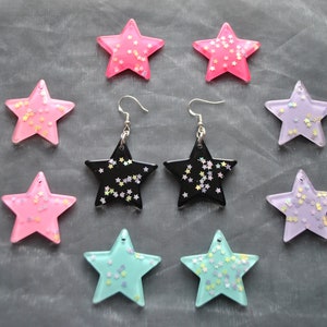 Glitter Star Kawaii Earrings // Pastel Earrings // Kawaii  // Star Earrings // Rainbow Earrings