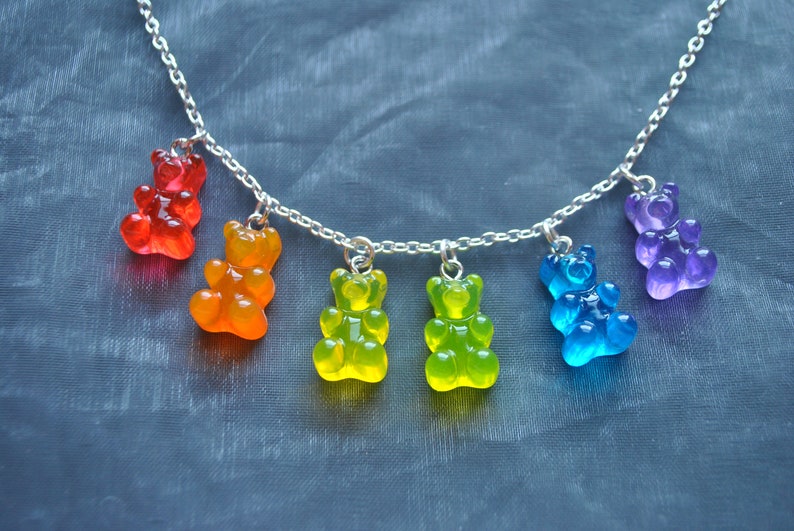 Rainbow Gummy Necklace // Kawaii // Gummi Bear Necklace // Etsy