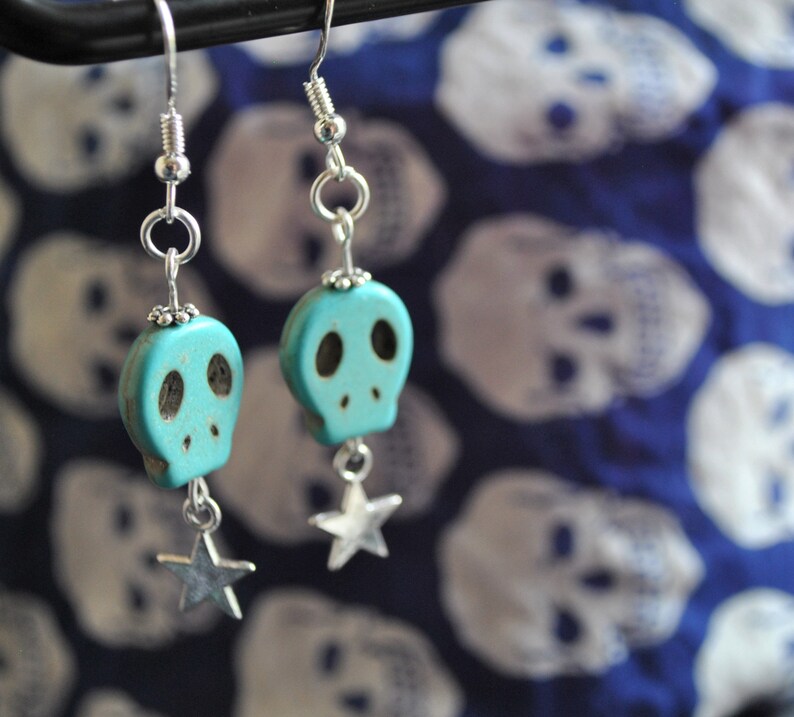 Pendientes de Cráneo y Estrella // Cráneo // Pendientes // Pendientes Estrella // Día de los Muertos // Día de los Muertos // Calaveras // Mexicano imagen 6