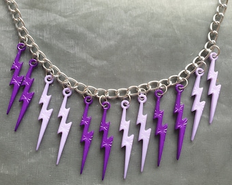 Collar de rayos púrpura // Collar de perno de trueno // Collar de relámpagos