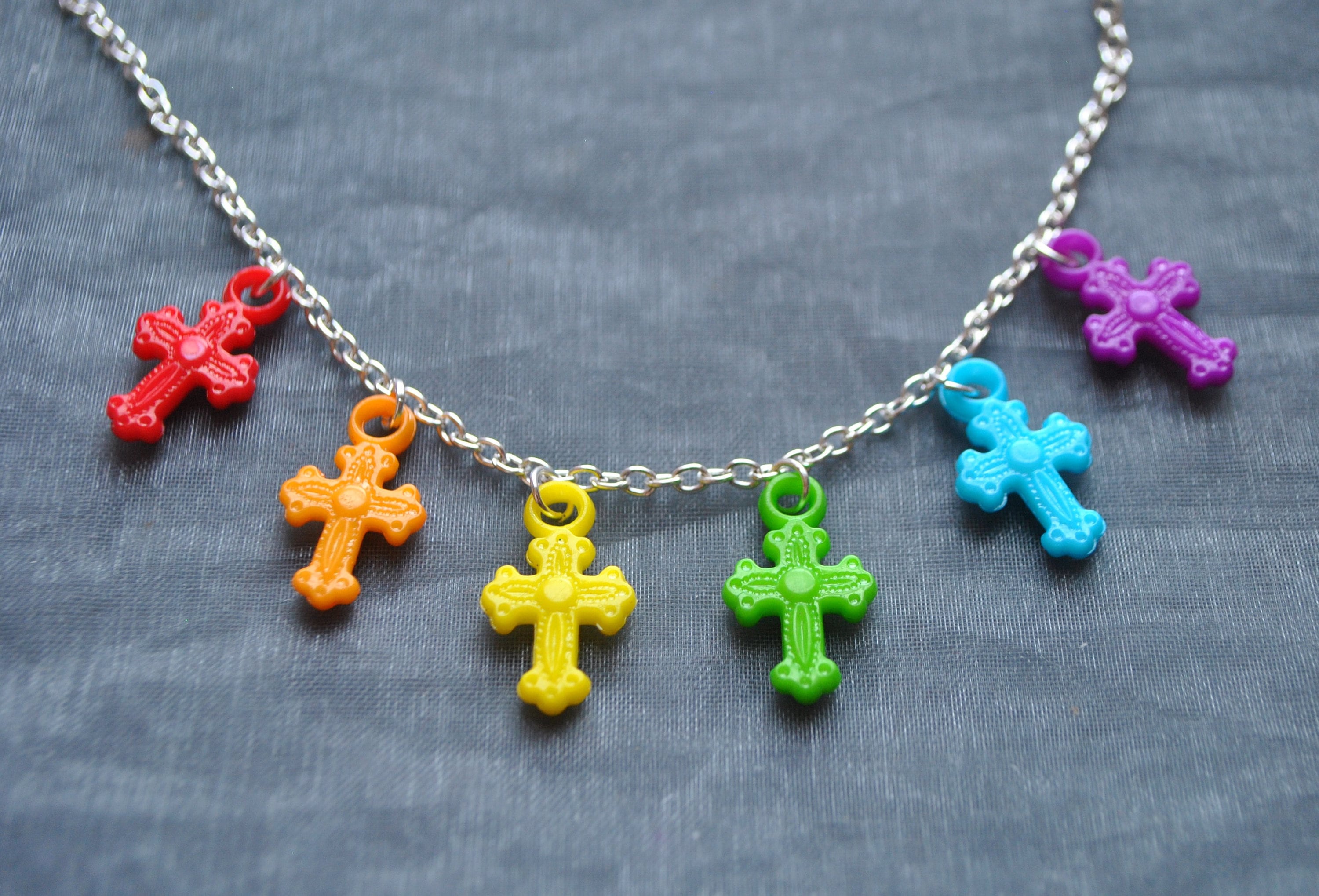 Rainbow cross necklace best sale