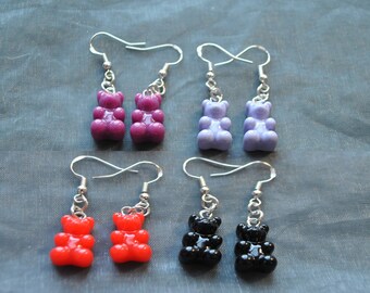 Pendientes gomosos brillantes // Kawaii // Pendientes de oso Gummi // Caramelo