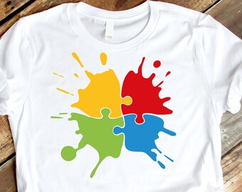 Autismmedvetenhetspussel SVG, Splash Design (Digitala filer)