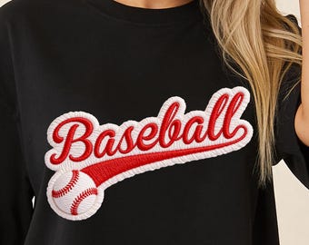 Baseball Script PNG | Faux Yarn Embroidery Baseball Design | Sports Mom Crochet Style Art