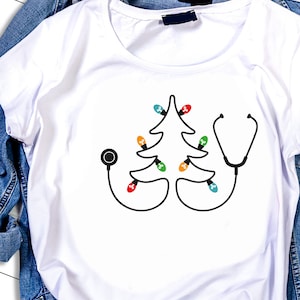 Nurse SVG, stethoscope svg, Christmas svg, nurse life svg, nursing svg, christmas tree svg, christmas lights svg, doctor svg, hospital svg