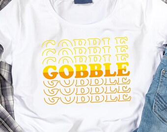 Gobble Thanksgiving SVG, Retro Turkey Day, Autumn Cricut Files (Digital Download)