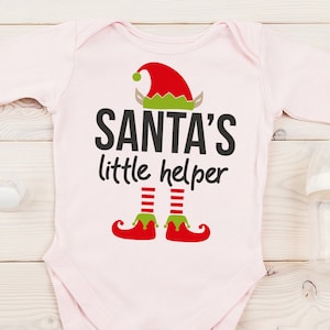 Santa's kleine helper shirt SVG, DXF, EPS, elf baby SVG, elf hoed & oren, elf benen SVG, elf SVG shirt, vinyl design, cut-bestand, baby elf shirt