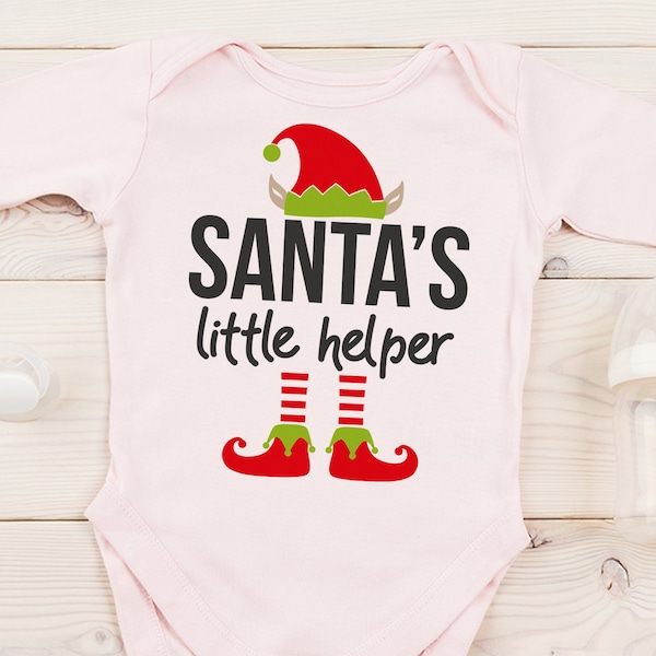 Santa's little helper shirt SVG, DXF,EPS, elf baby svg, elf hat & ears, elf legs svg, elf svg shirt, Vinyl Design, Cut File, baby elf shirt