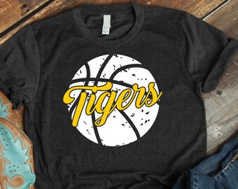 Tigers Basketball SVG, Grunge Team Shirt Design (Digital Download)