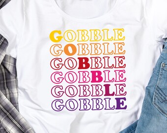 Gobble Gobble Thanksgiving SVG, Retro Autumn Design (Digital File)