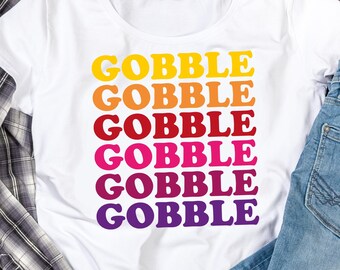 Gobble Gobble Thanksgiving SVG, Retro Turkey Day, Autumn (Digital File)