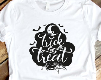 Cukierek albo psikus Halloween SVG, Pająk, Nietoperz, Pajęczyna (Pobranie cyfrowe)