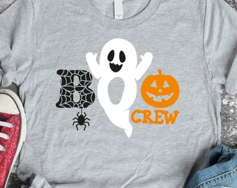 Boo Crew Halloween SVG, Ghost Spider Pumpkin Clipart (Digital File)